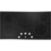 GE – 36 in. Wide 5 Element Electric Built-In Cooktop with Easy Clean Surface – Stainless Steel on Black