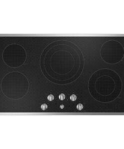 GE – 36 in. Wide 5 Element Electric Built-In Cooktop with Easy Clean Surface – Stainless Steel on Black