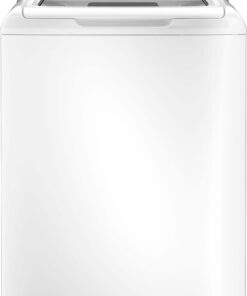 GE – 4.5 Cu. Ft. Top Load Washer with Water Level Control, Deep Fill, Quick Wash, and Glass Lid – White with Matte Black