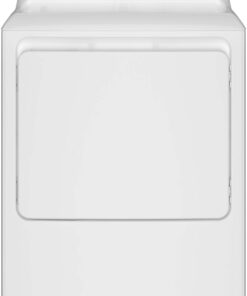 GE – 6.2 Cu. Ft. Electric Dryer with Shallow Depth Design – White with Silver Matte