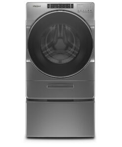Whirlpool – 5.0 Cu. Ft. High Efficiency Stackable Front Load Washer with Steam and Load & Go XL Dispenser – Chrome Shadow