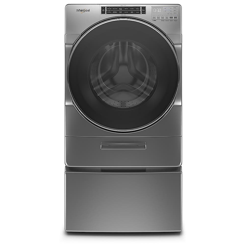 Whirlpool – 5.0 Cu. Ft. High Efficiency Stackable Front Load Washer with Steam and Load & Go XL Dispenser – Chrome Shadow