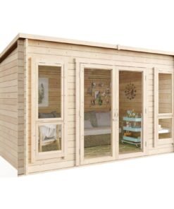 BillyOh Log Cabin Summerhouse Garden Office Studio Summer House Modern Pent Carmen Outdoor Room 12 x 8