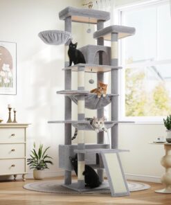Cat Tree Extra Tall 205cm Gray Plush