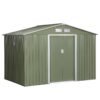 Spacious 9′ x 6′ Outdoor Storage Shed with Foundation, Sliding Doors, and Vents – Green