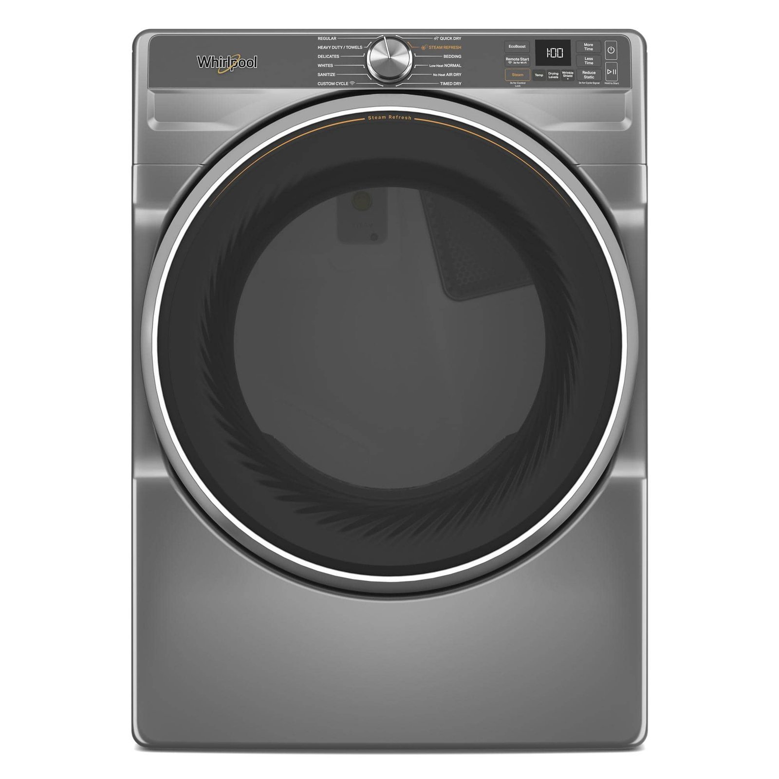Whirlpool – 7.4 Cu. Ft. Smart Front Load ENERGY STAR Gas Dryer with Steam Capabilities – Silver