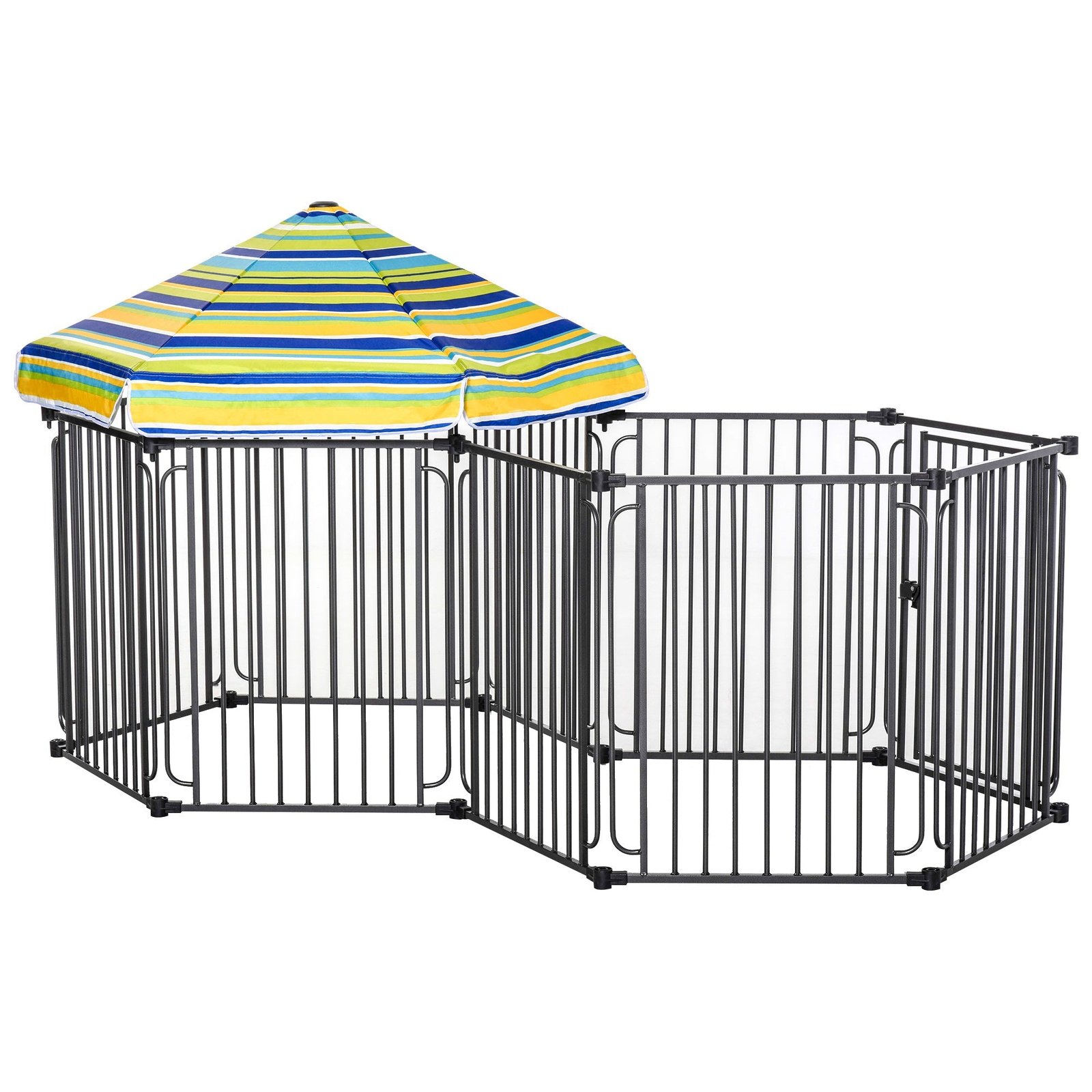 Dog Playpen with Door & Removable Cover for Small & Most Medium Sized Dogs Indoor & Outdoor Use, 47″ H
