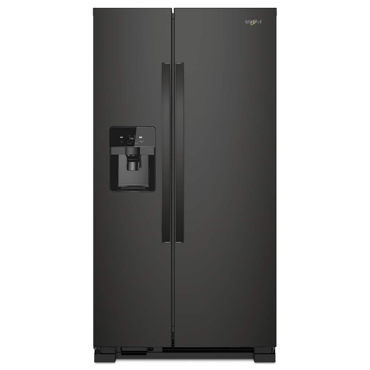 Whirlpool – 36 in. Wide 25 cu. ft. Side-by-Side Refrigerator with Frameless Glass Shelves – Black