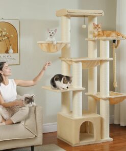 Cat Tower Extra Large Beige with 13 Scratching Posts