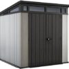Keter Outdoor Storage Shed, for House, Patio & Yard, Plastic Resin, Artisan, 7×7 Ft, Gray