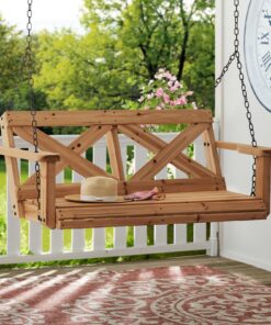 Cedar Farmhouse Porch Swing Light Brown