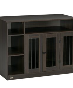Dog Crate Furniture with Storage Space, Dog Kennel with Lockable Door, Pet Cage for Large Medium Dogs, 47″ x 23.5″ x 35″, Brown