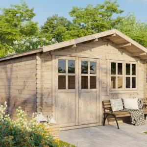 Tuinhuisje Houten schuurtje Gereedschapshuisje Blokhut 4x4m 28mm