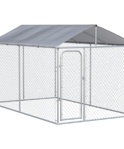 Dog Kennel Heavy Duty Playpen with Galvanized Steel Secure Lock Mesh Sidewalls and Waterproof Cover for Backyard & Patio, 13′ x 7.5′ x 7.5′