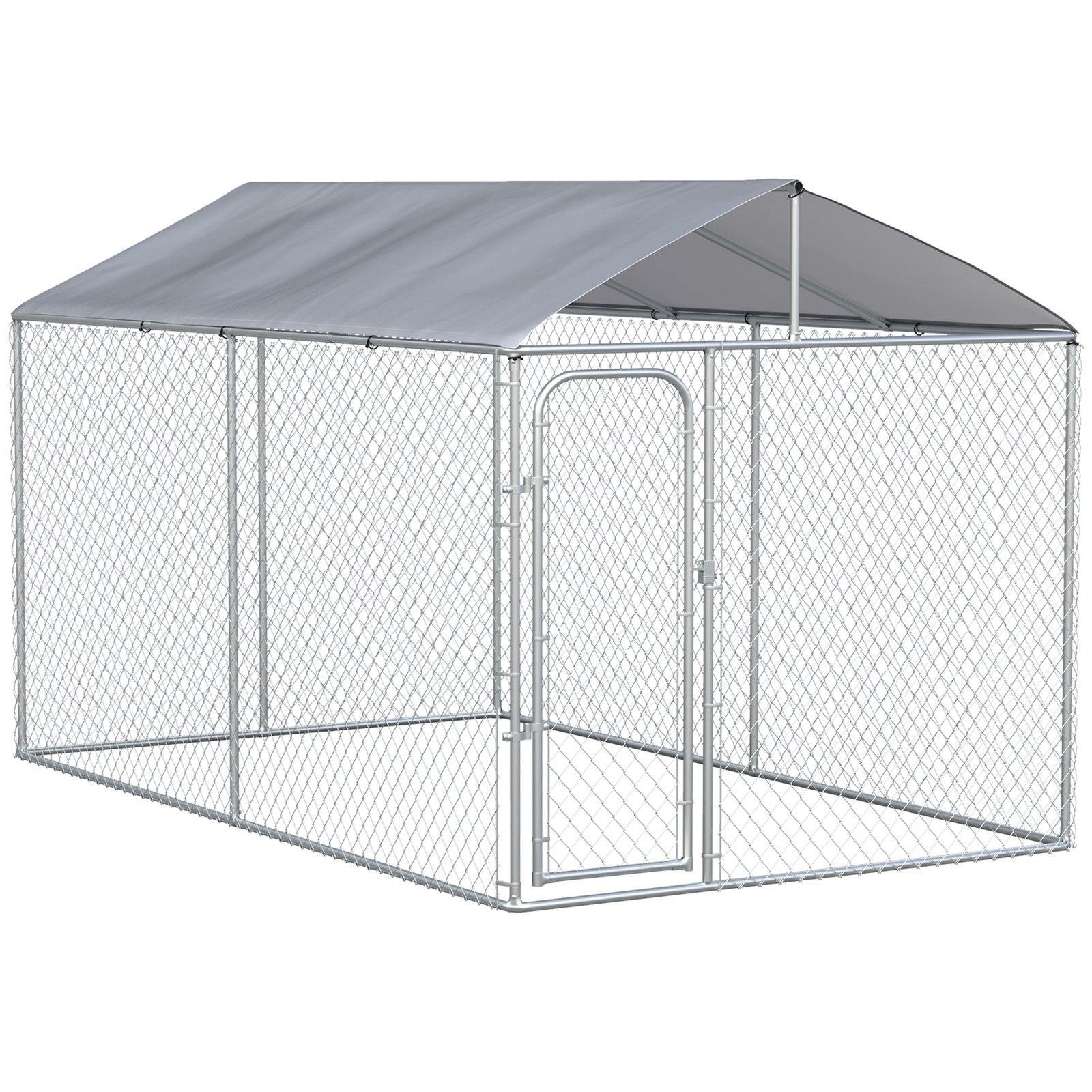 Dog Kennel Heavy Duty Playpen with Galvanized Steel Secure Lock Mesh Sidewalls and Waterproof Cover for Backyard & Patio, 13′ x 7.5′ x 7.5′