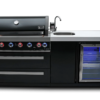 Mont Alpi 805 Black Stainless Steel Island with Beverage Center 6-Burner Grill 2 Infrared Burners Sink Fridge