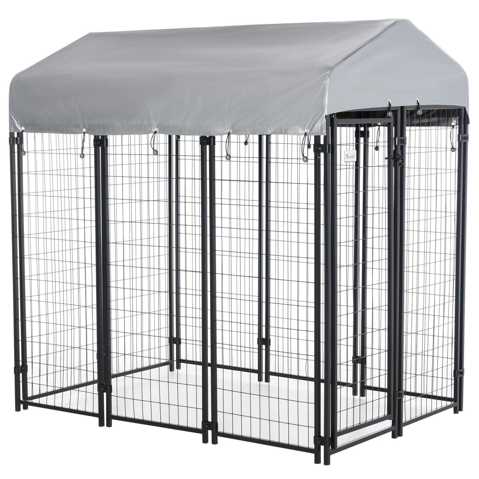 6′ x 4′ x 6′ Large Dog Kennel Outdoor Steel Fence with UV-Resistant Oxford Cloth Roof & Secure Lock
