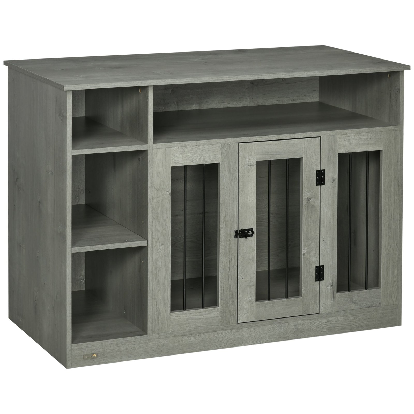 Dog Crate Furniture with Storage Space, Dog Kennel with Lockable Door, Pet Cage for Large Medium Dogs, 47″ x 23.5″ x 35″, Gray
