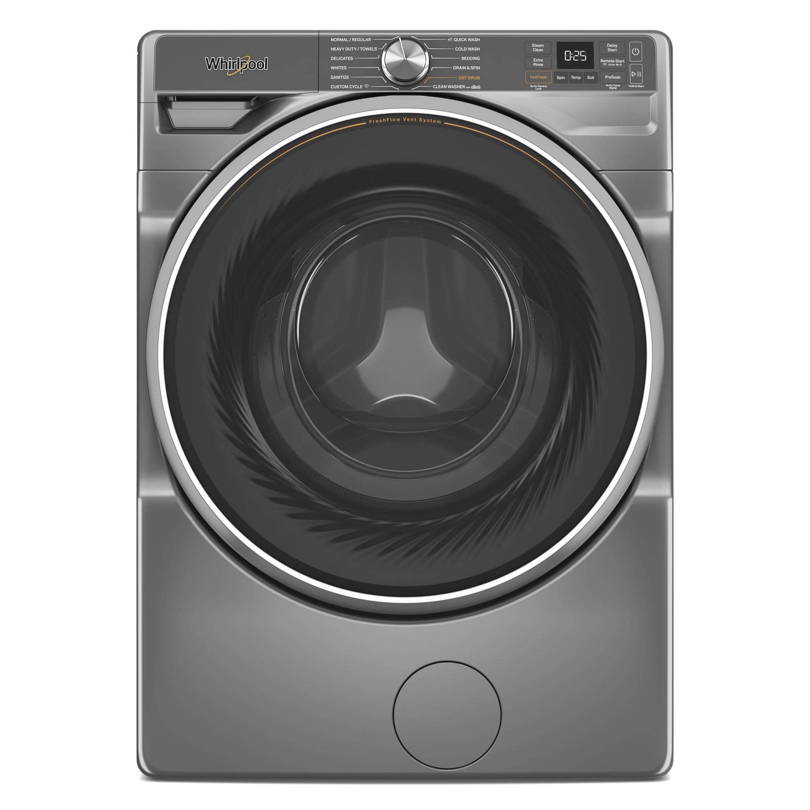 Whirlpool – 5.0 Cu. Ft. High Efficiency Smart Front Load Washer with FreshFlow Vent System – Silver