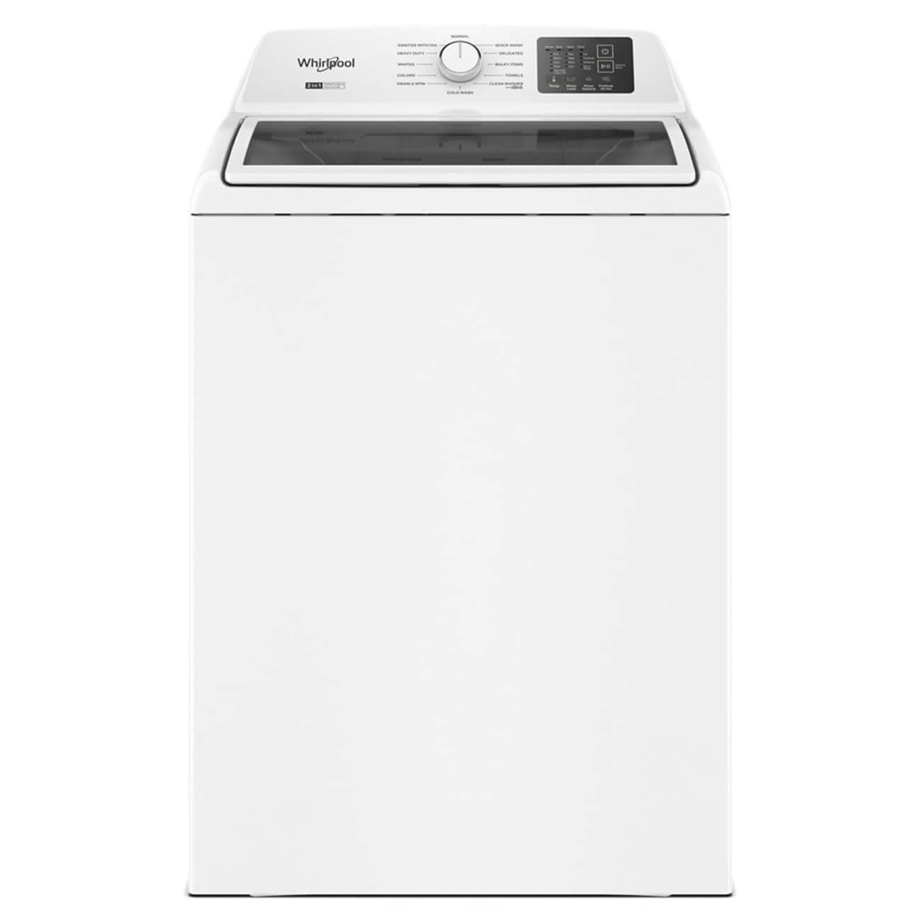 Whirlpool – 4.3 Cu. Ft. High-Efficiency Top Load Washer with 2-in-1 Removable Agitator and Soft Close Glass Lid – White