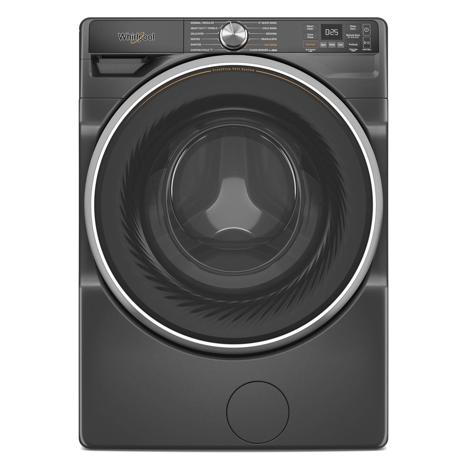 Whirlpool – 5.0 Cu. Ft. High Efficiency Smart Front Load Washer with FreshFlow Vent System – Volcano Black