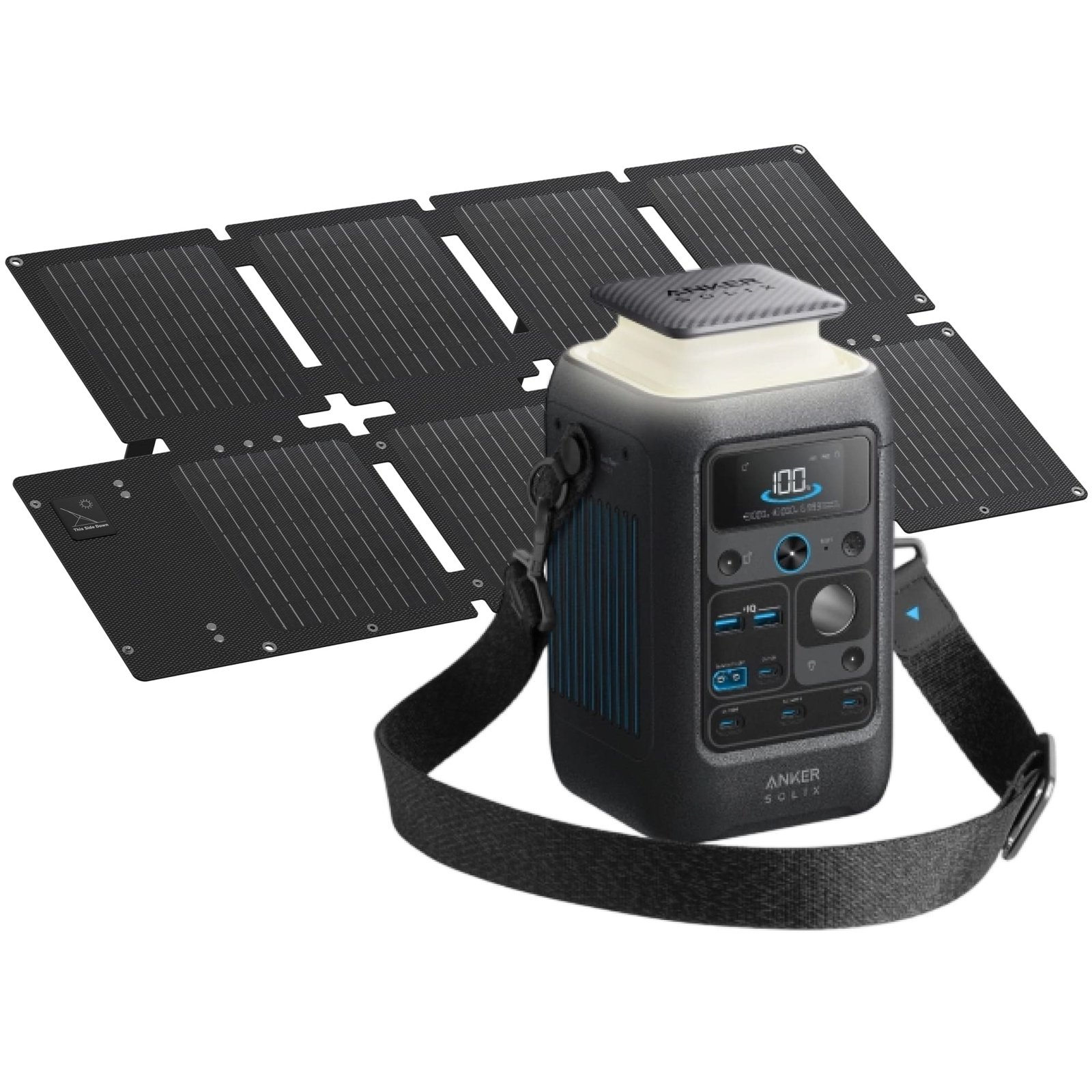 Anker – SOLIX C300X DC Portable Power Station w/60W Solar Panel 288Wh/300W Soalr Generator for Outdoor Camping&Emergency (288 Wh Capacity) – Black