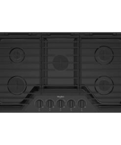 Whirlpool – 36 in. Wide 5 burners Built-In Gas Cooktop with EZ-2-Lift Hinged Cast-Iron Grates – Black