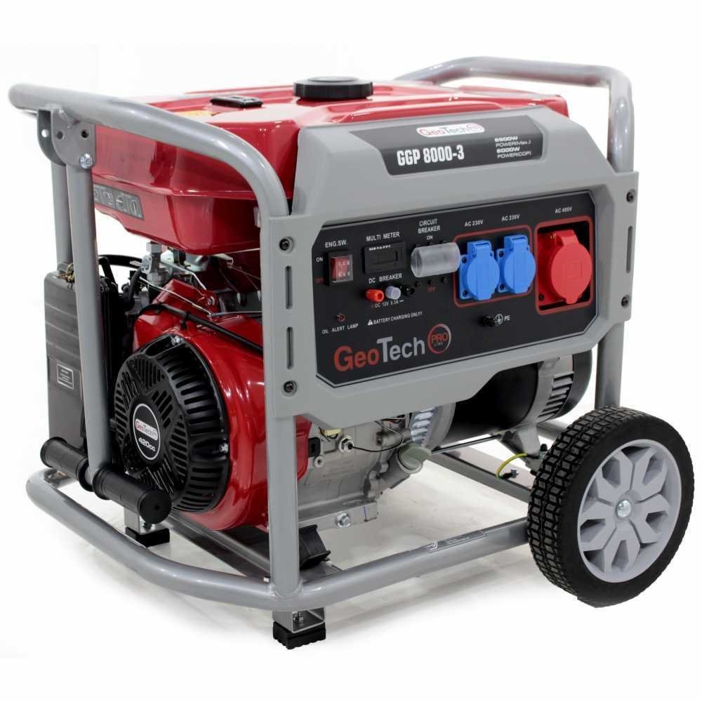 GeoTech Pro GGP 8000-3 Stroomgenerator op wielen met AVR 6,5 kW