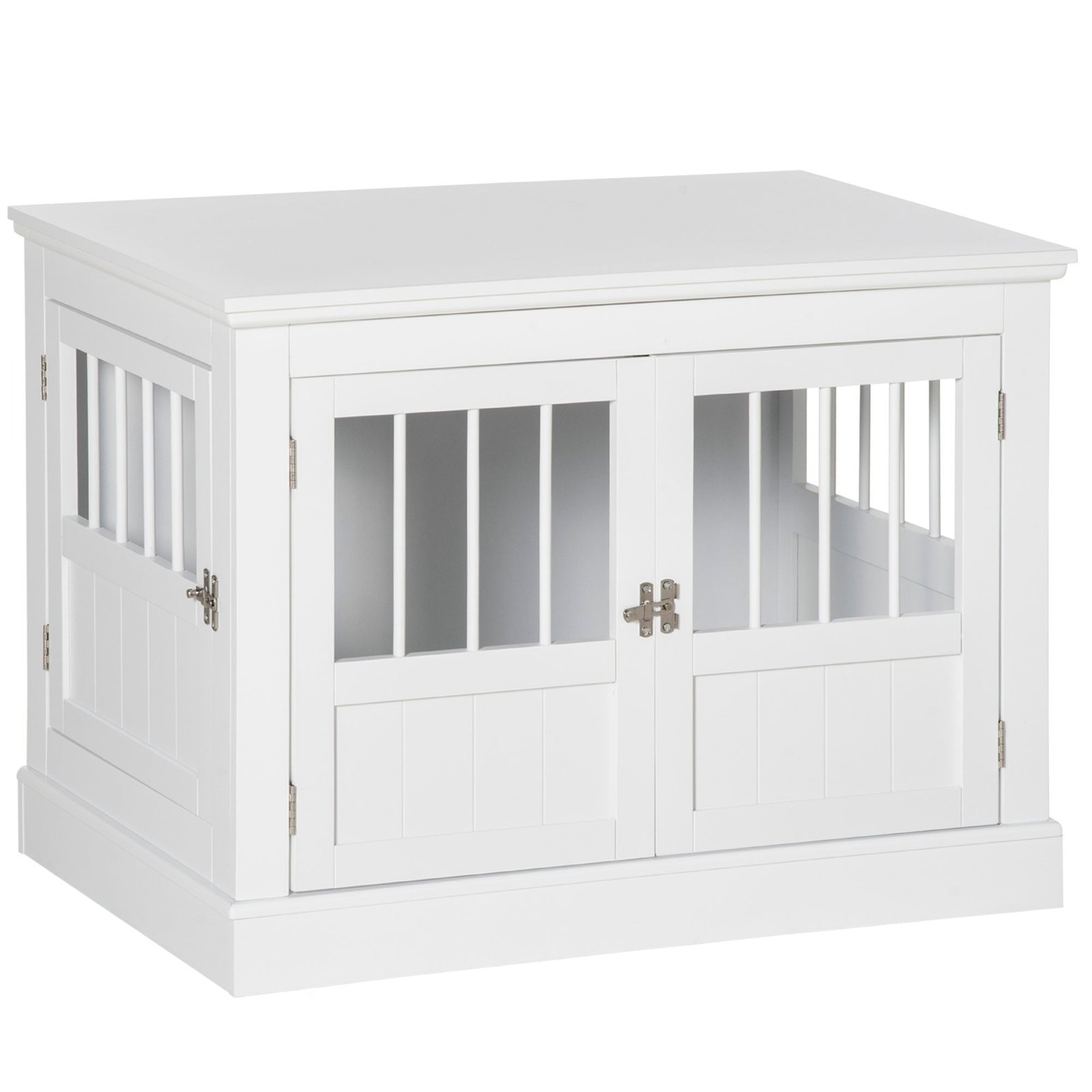 Cat Litter Box Enclosure with Magnetic Doors, Cat Washroom Nightstand with Large Top, Hidden Litter Box Side Table with Latches, White