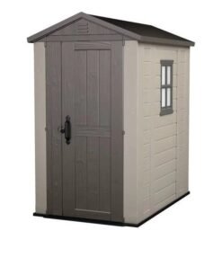 Factor 4x 6 FT Durable Resin Outdoor Storage Shed with Reinforced Steel For Lawn Patio Garden