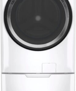 GE – 4.8 CuFt High-Efficiency Stackable Smart Front Load Washer w/UltraFresh Vent System & Microban Antimicrobial Technology – White on white