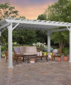 14×12 Hawthorne Traditional Steel Pergola With Sail Shade Soft Canopy