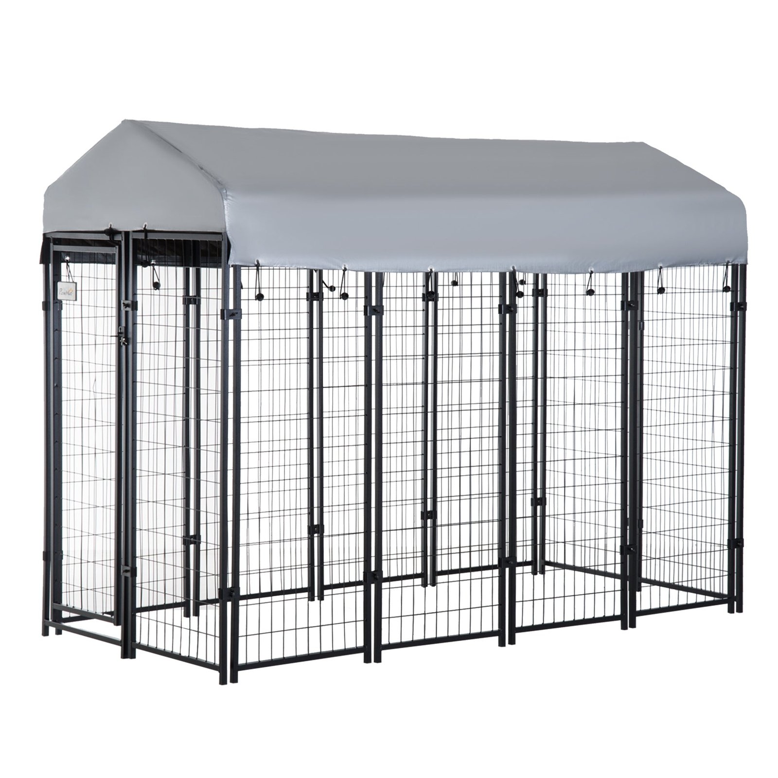 8′ x 4′ x 6′ Large Dog Kennel Outdoor Steel Fence with UV-Resistant Oxford Cloth Roof & Secure Lock