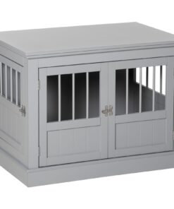 Cat Litter Box Enclosure with Magnetic Doors, Cat Washroom Nightstand with Large Top, Hidden Litter Box Side Table with Latches, Dark Grey