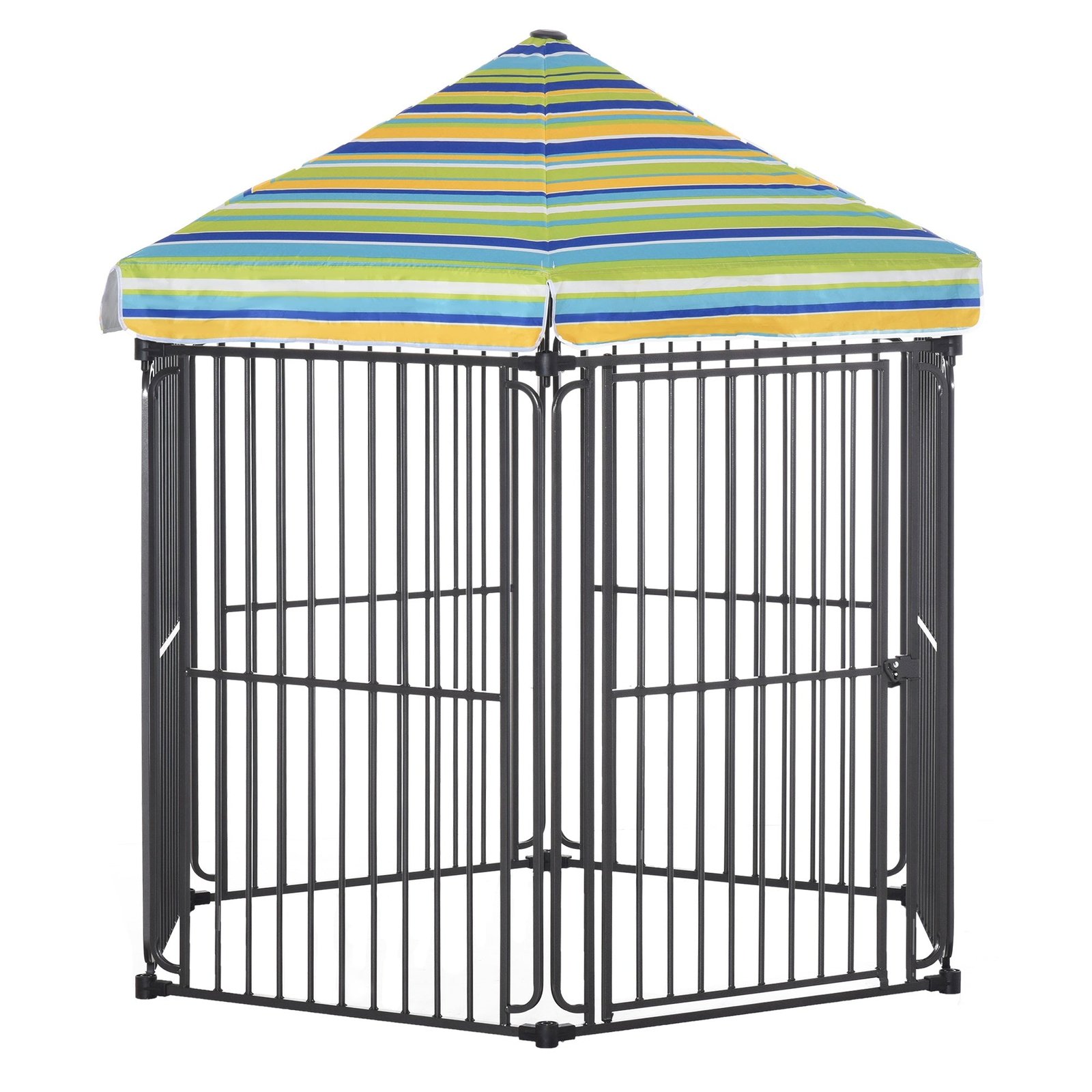60″ x 52″ Heavy-Duty Outdoor Pet Cage Kennel with Weather-Resistant Polyester Roof, Locking Door, & Metal Frame