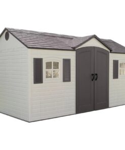 Lifetime 15 ft. x 8 ft. Outdoor Garden Storage Shed with Double Doors & Skylights