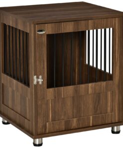Furniture Style Dog Crate, Wooden & Wire End Table, Small Pet Crate with Magnetic Door Indoor Decorative Dog Kennel Cage, Brown