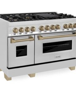 ZLINE Autograph Edition 48″ 6.0 cu. ft. Dual Fuel Range with Gas Stove and Electric Oven Stainless Steel Accents
